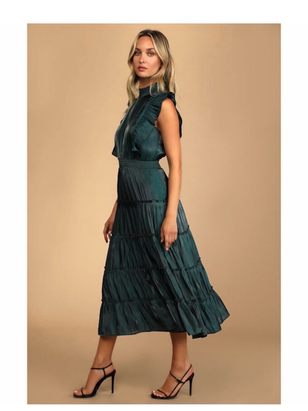 Teal Ruffled Tiered Maxi Dress - Women's